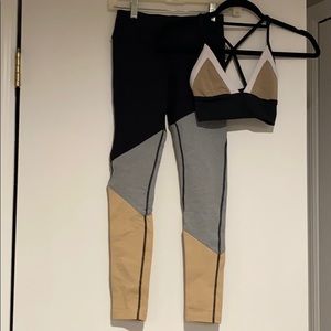 Studio 59 Leggings.  Black Grey and Tan